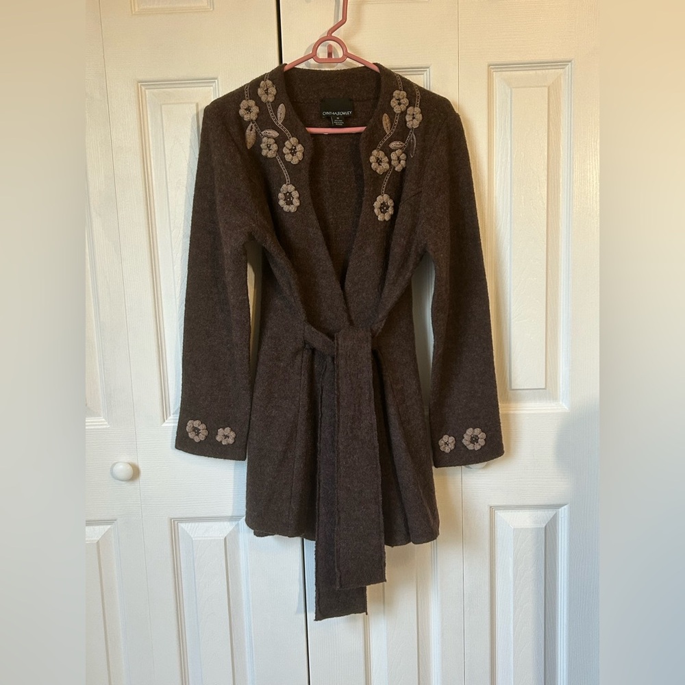 Cynthia Rowley Wool Cardigan in Light Brown Heather